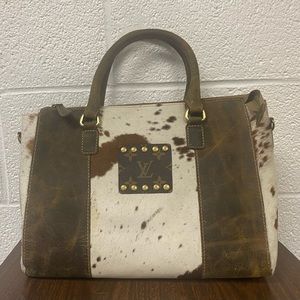 Myra Upcycled LV Leather Satchel Crossbody Western Boho Bag